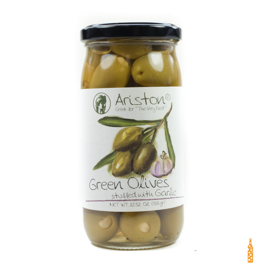 Ariston Green Olives Stuffed with Garlic - Cheese and Wine Traders